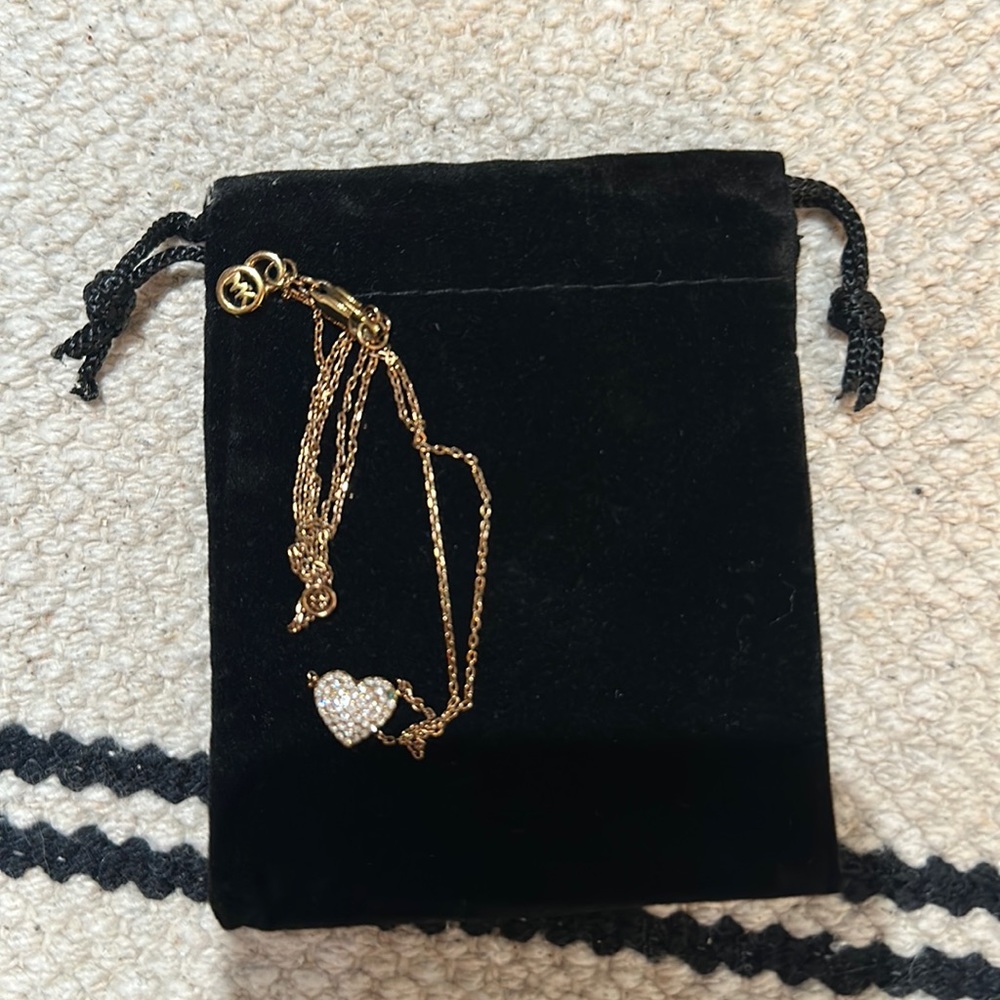 Michael Kors MK | 14k gold diamond pave heart necklace
